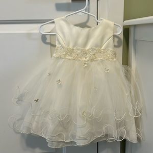 Baptism or flower girl or white holiday dress- 6-9months